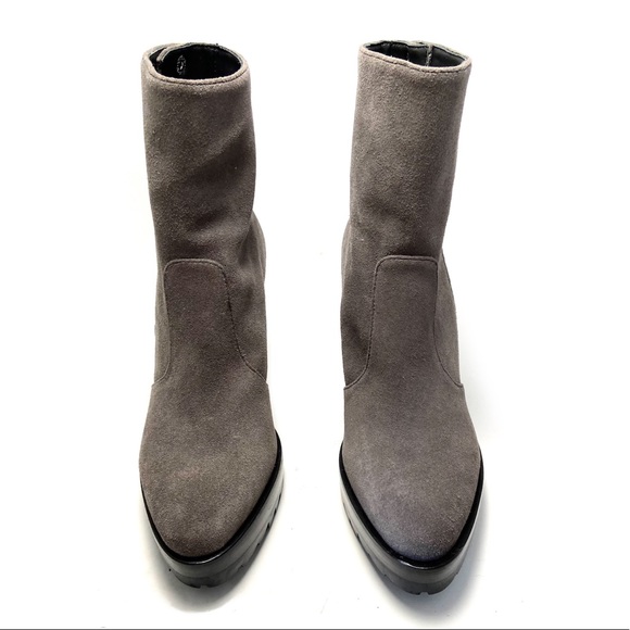 AllSaints Ana Gray Suede Lug Sole Ankle Boots - Picture 2 of 12